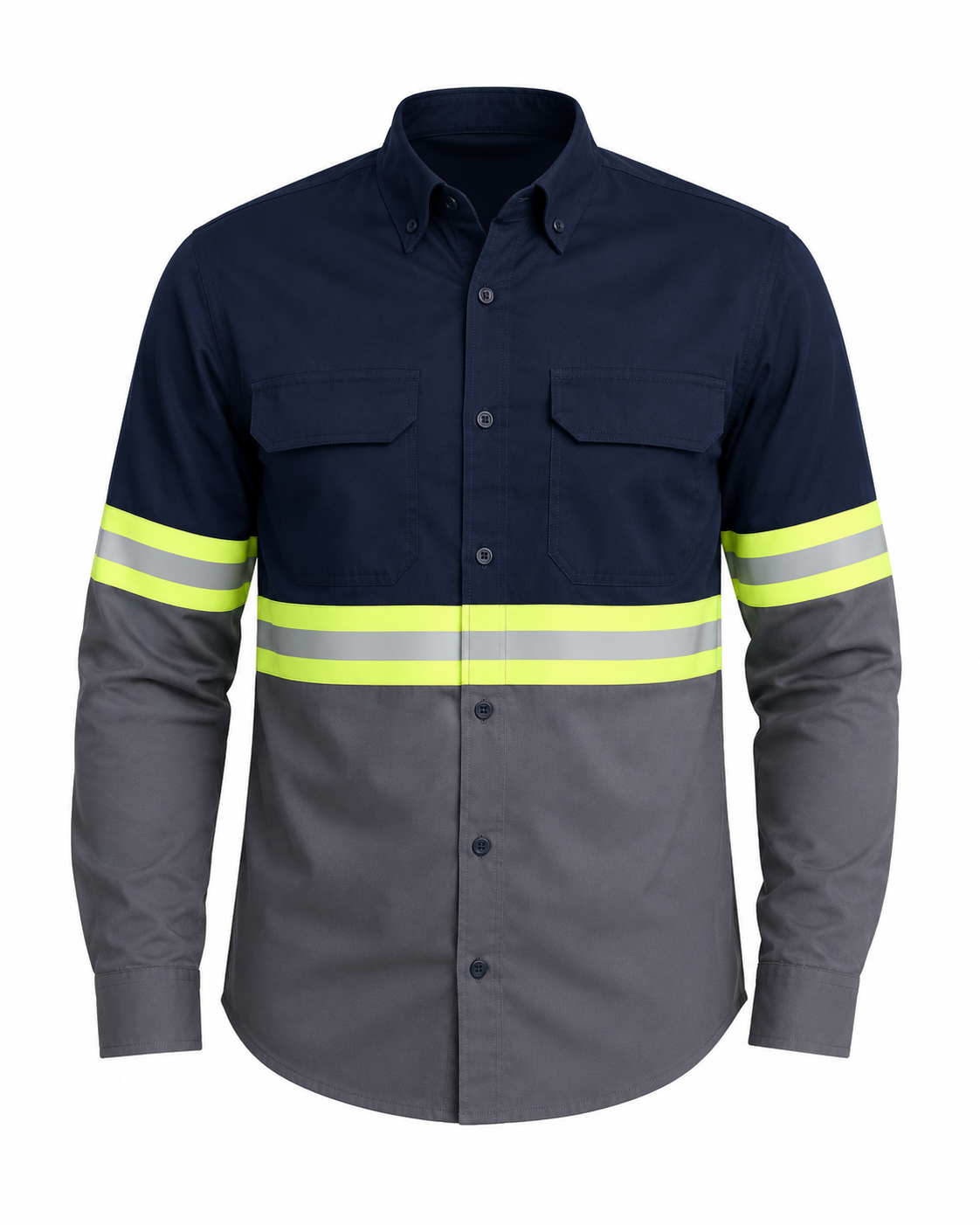 Camisa de dos colores  con raya refletivas manga larga