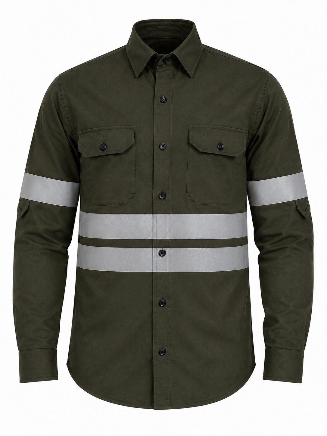 Camisas industriales de un solo color con raya refletivas