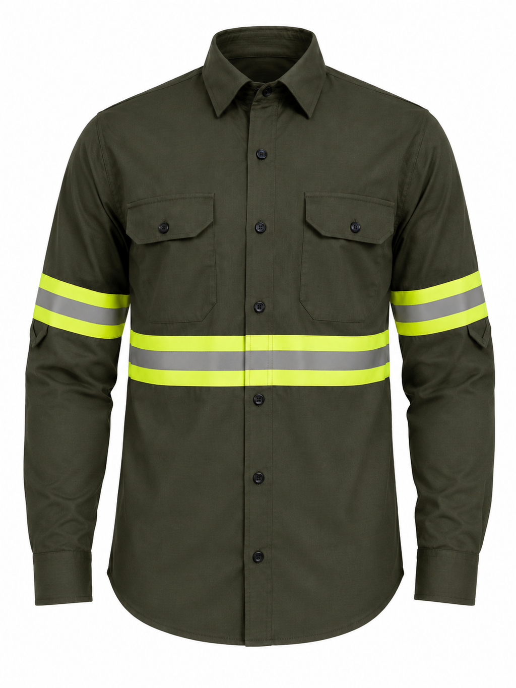 Camisas industriales de un solo color con raya refletivas