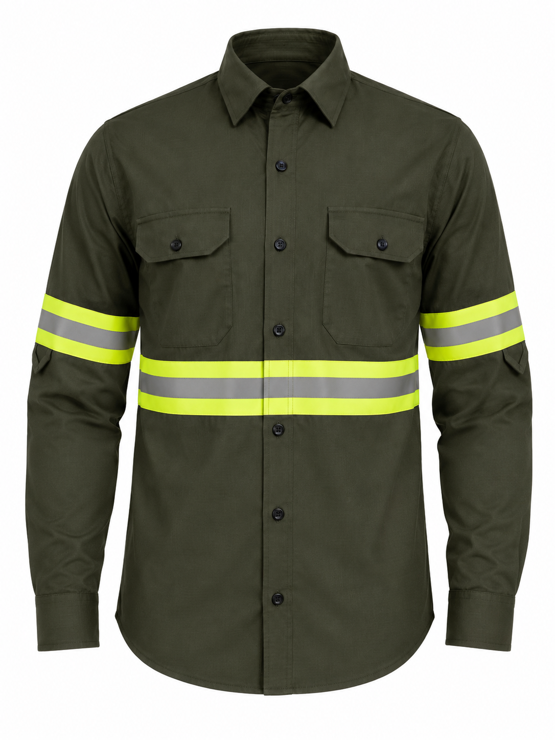 Camisas industriales de un solo color con raya refletivas