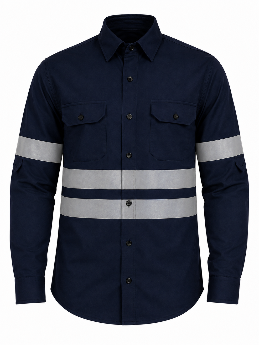 Camisas industriales de un solo color con raya refletivas