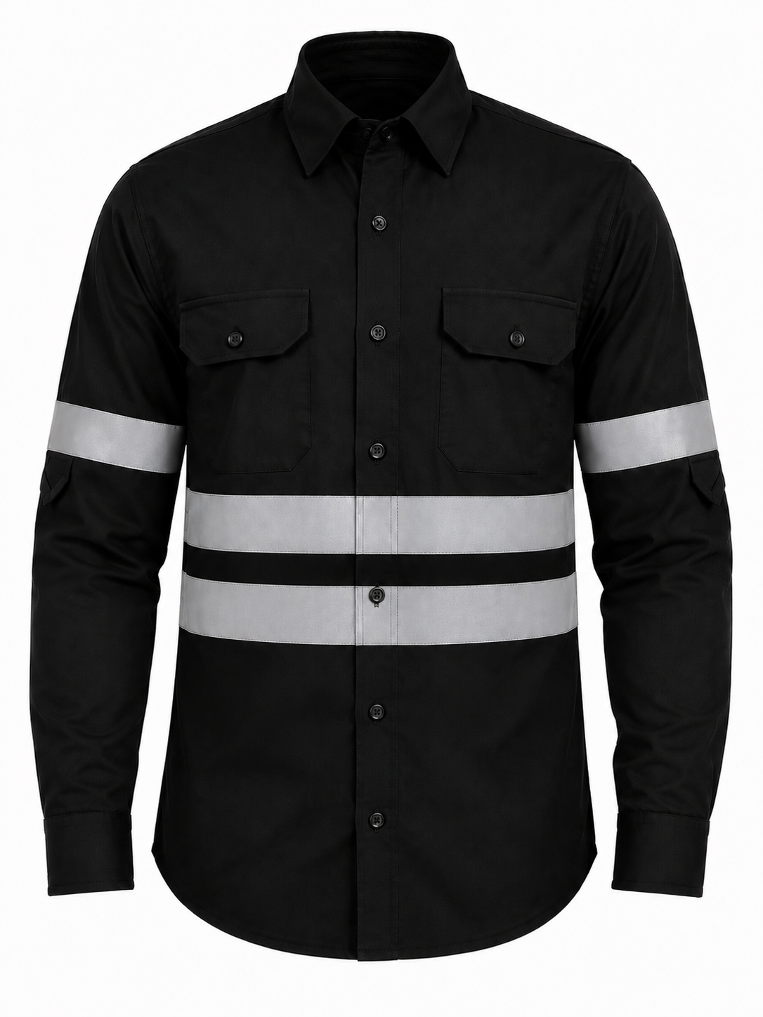 Camisas industriales de un solo color con raya refletivas