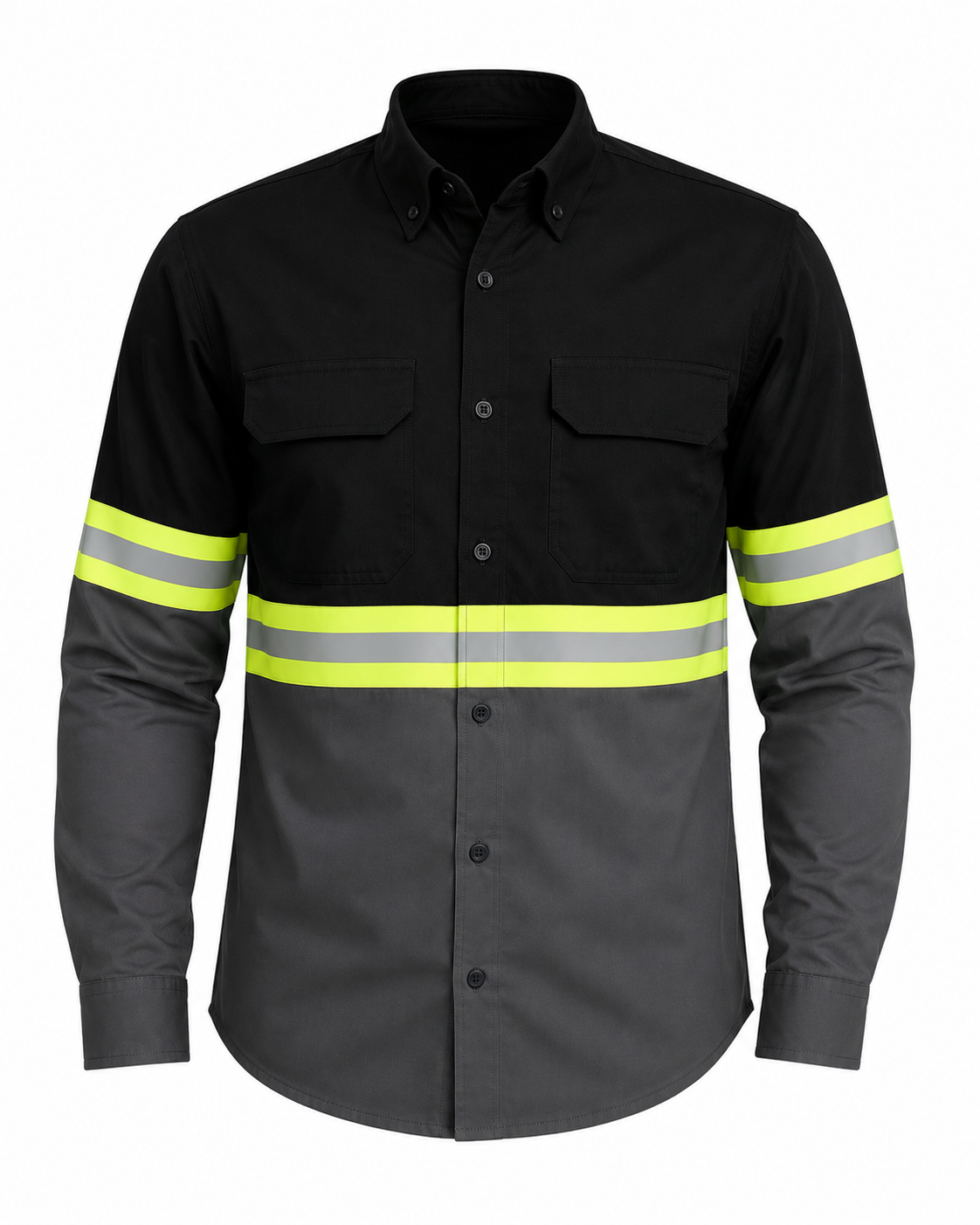 Camisa de dos colores  con raya refletivas manga larga
